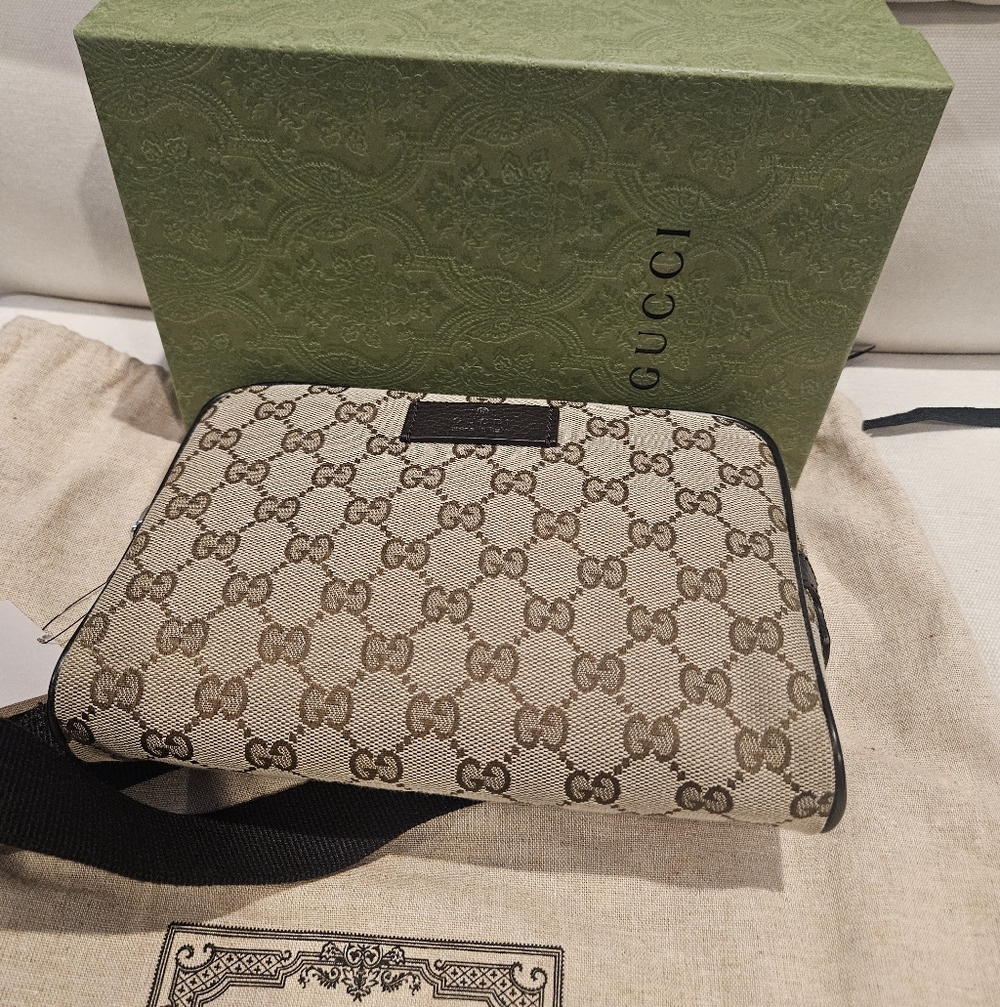 Gucci Original GG Guccissima Canvas Beige Fanny Pack Belt Bag New - Picture 2 of 13